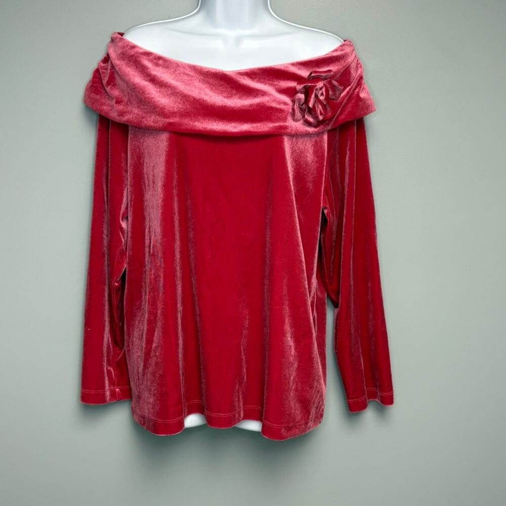 Soft Surroundings Fuschia Velvet Regal Romantic‎ Floral Feminine Top Plus Sz 1X